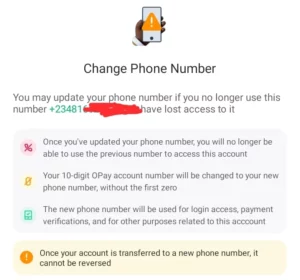 How to change phone number on opay
